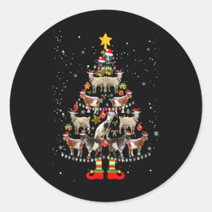 Goat Christmas Pajama Xmas Goats Tree Lights Sant Classic Round Sticker