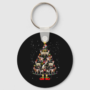 Goat Christmas Pajama Xmas Goats Tree Lights Sant Key Ring