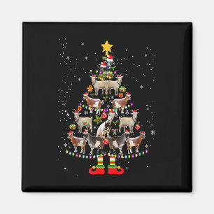 Goat Christmas Pajama  Xmas Goats Tree Lights Sant Magnet