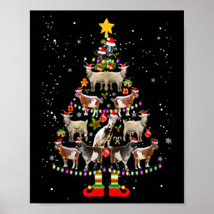 Goat Christmas Pajama  Xmas Goats Tree Lights Sant Poster
