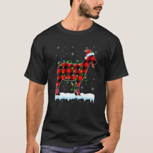Goat Christmas Santa Hat Cute Animals Xmas Lights T-Shirt