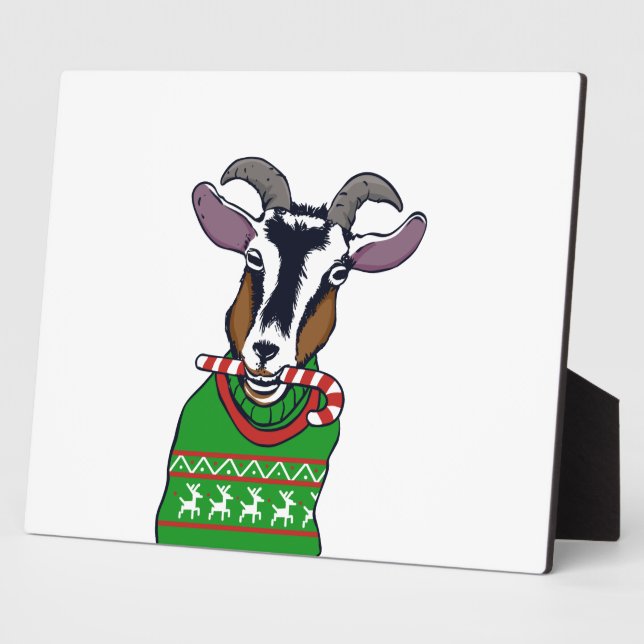 Goat Christmas Sweater Plaque (Side)