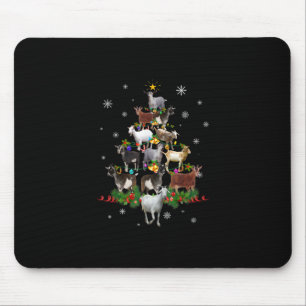 Goat Christmas Tree Snow Goat Xmas Mouse Pad