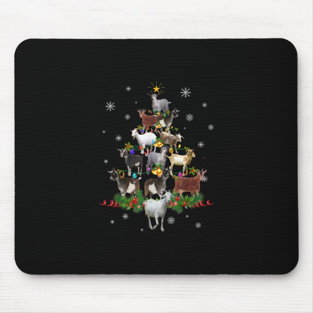 Goat Christmas Tree Snow Goat Xmas Mouse Pad (Front)