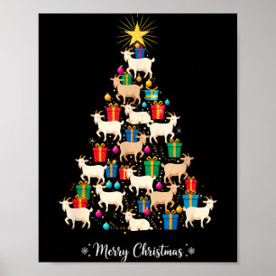 Goat Christmas Tree Xmas Holiday Men & Women Poster
