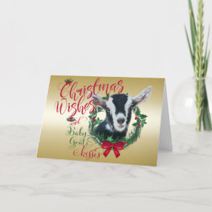 GOAT   Christmas Wishes Baby Alpine Goat Kisses  Holiday Card