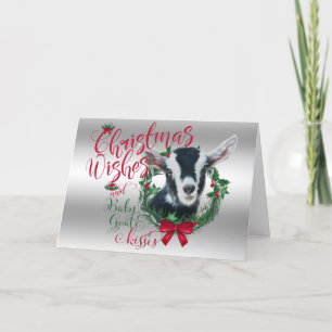 GOAT   Christmas Wishes Baby Goat Kisses Alpine Holiday Card