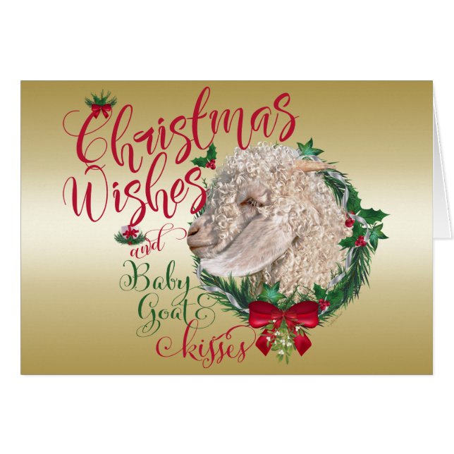 GOAT | Christmas Wishes Baby Goat Kisses Angora (Front Horizontal)