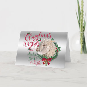 GOAT   Christmas Wishes Baby Goat Kisses Angora Holiday Card