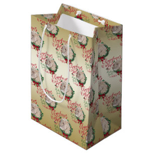 GOAT Christmas Wishes Baby Goat Kisses Angora Medium Gift Bag