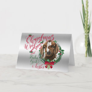 GOAT   Christmas Wishes Baby Goat Kisses Boer Holiday Card