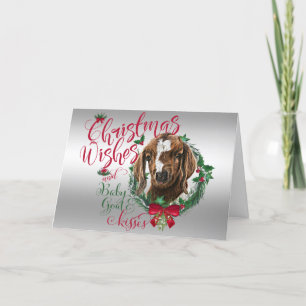 GOAT   Christmas Wishes Baby Goat Kisses Boer Holiday Card