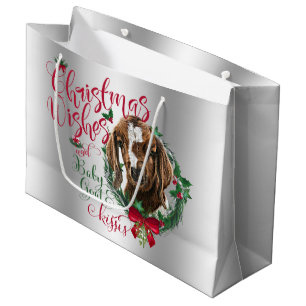 GOAT   Christmas Wishes Baby Goat Kisses Boer Large Gift Bag