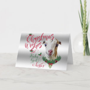 GOAT   Christmas Wishes Baby Goat Kisses LaMancha Holiday Card
