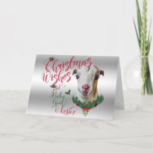GOAT   Christmas Wishes Baby Goat Kisses LaMancha Holiday Card