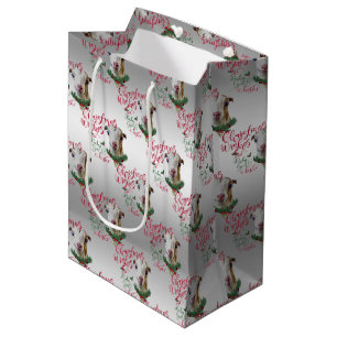 GOAT Christmas Wishes Baby Goat Kisses LaMancha Medium Gift Bag