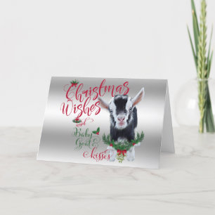 GOAT   Christmas Wishes Baby Goat Kisses Nigerian Holiday Card