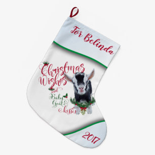 GOAT   Christmas Wishes Baby Goat Kisses Nigerian Large Christmas Stocking