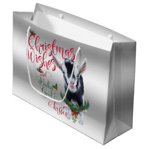 GOAT   Christmas Wishes Baby Goat Kisses Nigerian Large Gift Bag