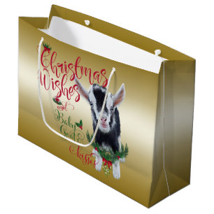 GOAT   Christmas Wishes Baby Goat Kisses Nigerian Large Gift Bag