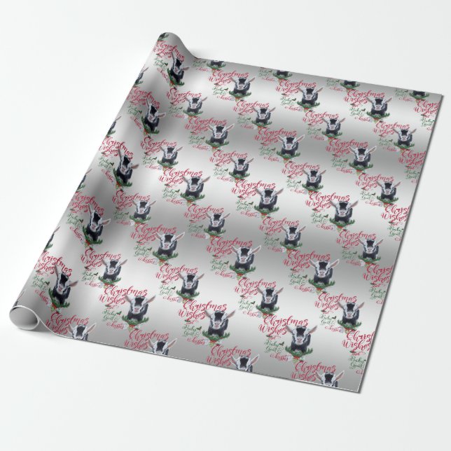 GOAT | Christmas Wishes Baby Goat Kisses Nigerian Wrapping Paper (Unrolled)