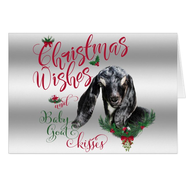 GOAT | Christmas Wishes Baby Goat Kisses Nubian (Front Horizontal)