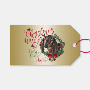 GOAT Christmas Wishes Baby Goat Kisses Nubian 2 Gift Tags