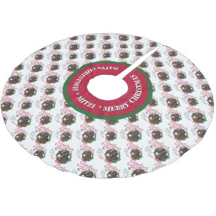 GOAT   Christmas Wishes Baby Goat Kisses Nubian 3 Brushed Polyester Tree Skirt