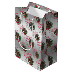 GOAT Christmas Wishes Baby Goat Kisses Nubian 3 Medium Gift Bag