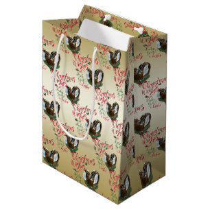 GOAT Christmas Wishes Baby Goat Kisses Nubians Medium Gift Bag