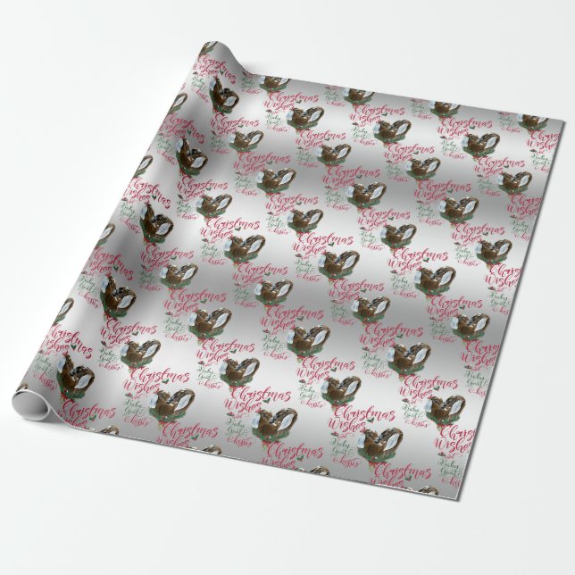 GOAT | Christmas Wishes Baby Goat Kisses Nubians Wrapping Paper (Unrolled)