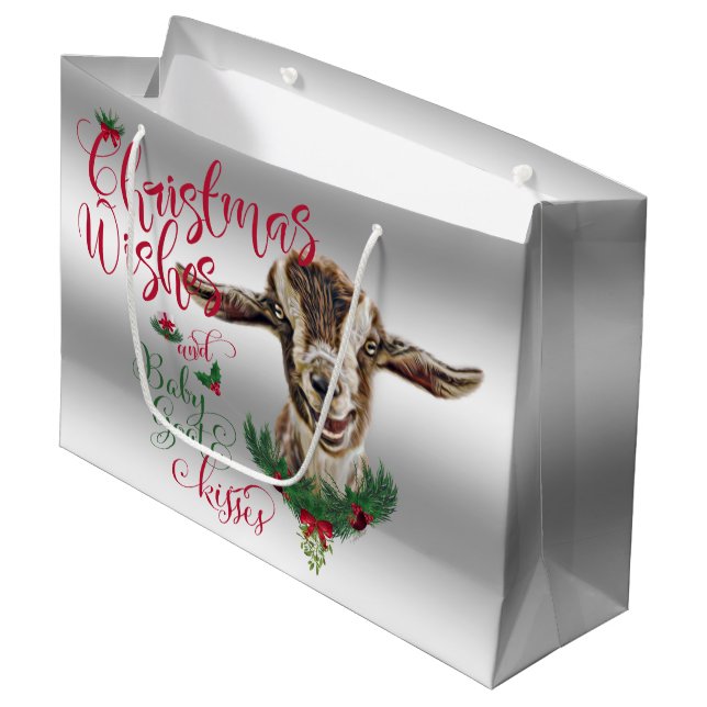 GOAT | Christmas Wishes Baby Goat Kisses Togg Large Gift Bag (Front Angled)