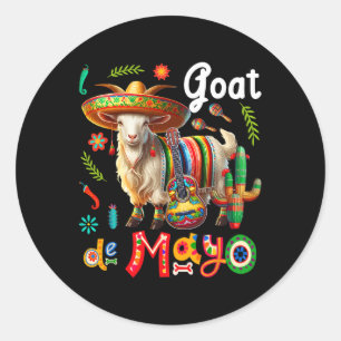 Goat Cinco De Mayo Mexican Sombrero Floral Guitar Classic Round Sticker