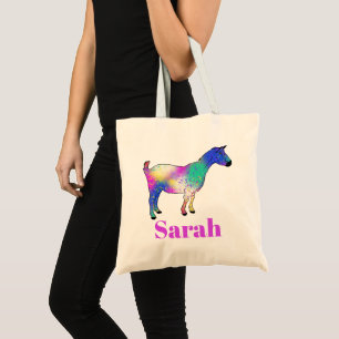 Goat Colourful Cute Farm Animal Personalise  Tote Bag