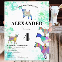 Goat Colourful Watercolor Birthday Party
