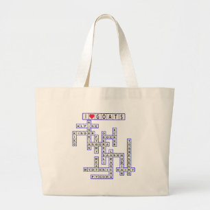 GOAT CROSSWORD PUZZLE LARGE TOTE BAG