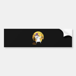 Goat Dabbing Witch Pumpkin Funny Dog Halloween Bumper Sticker