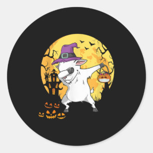Goat Dabbing Witch Pumpkin Funny Dog Halloween Classic Round Sticker