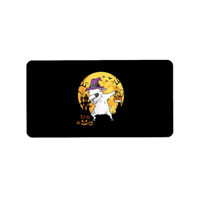 Goat Dabbing Witch Pumpkin Funny Dog Halloween Label (Front)