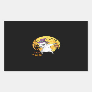 Goat Dabbing Witch Pumpkin Funny Dog Halloween Rectangular Sticker