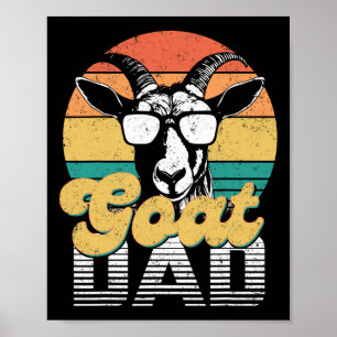 Goat Dad Best Goat Daddy Vintage Retro Funny Fathe Poster