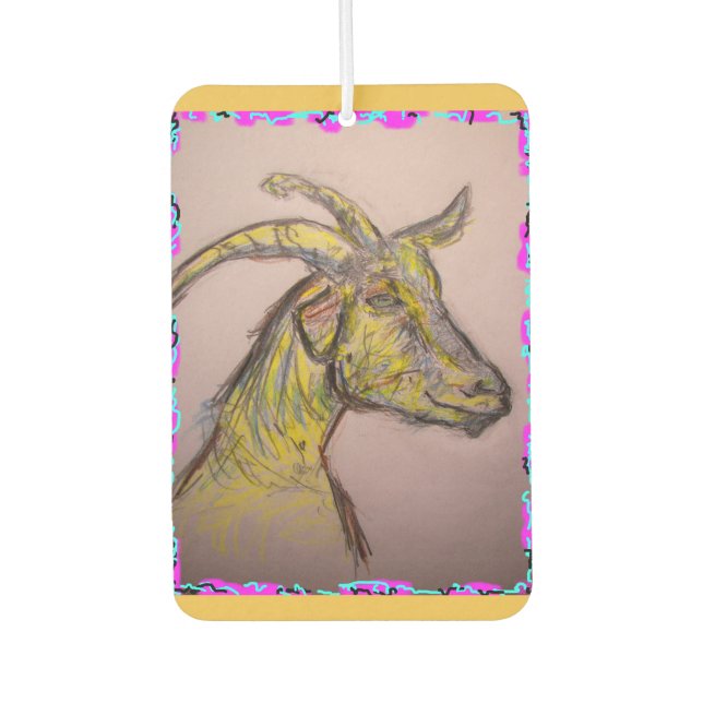 goat drawing car air freshener (Front)