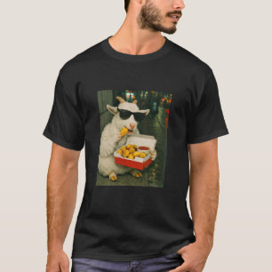 Goat Eating Chicken Nugget Meme Retro Urban Long S T-Shirt