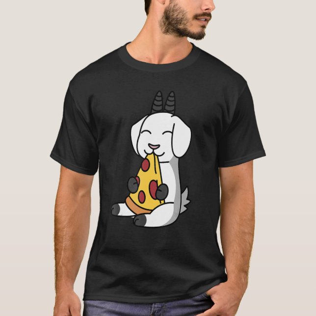 Goat Eating Pizza Pet T-Shirt (Front)