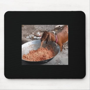 Goat Eating Spaghetti Sticker  Mouse Pad