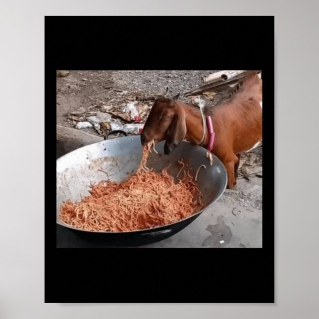 Goat Eating Spaghetti Sticker  Poster (Front)