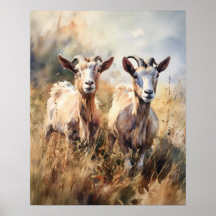Goat Farm Animal Art Print Poster