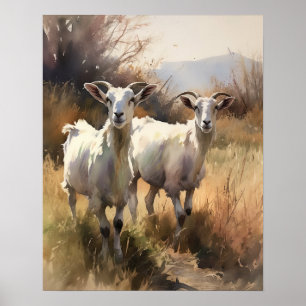 Goat Farm Animal Art Print Poster