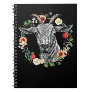 Goat Flowers Nature Farm Animal Notebook