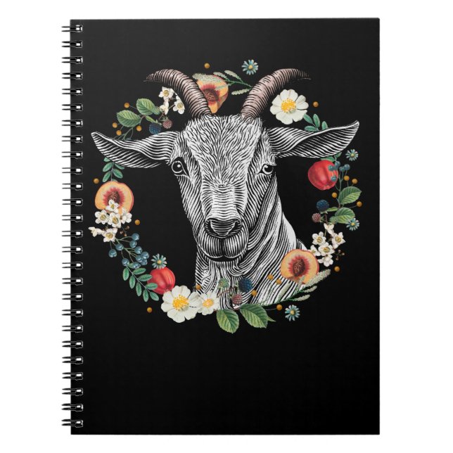 Goat Flowers Nature Farm Animal Notebook (Front)